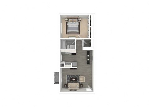 Floor plan for 1 bed, 1 bath, 705 sqft